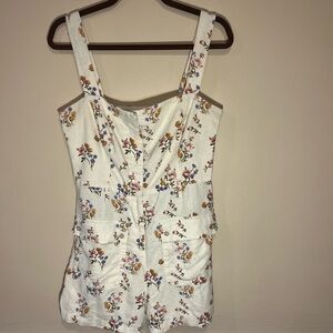 Floral White Sleeveless Romper size 8